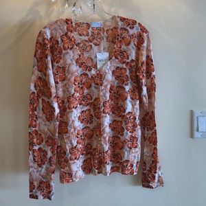 Lily print, TSE scoop-neck cardigan